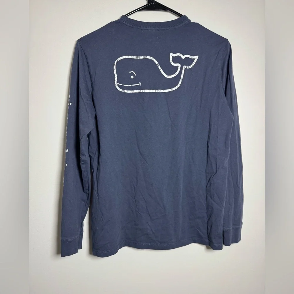 Vineyard Vines Long Sleeve Shirt Youth Large 16 Blue Whale Logo Pocket Tee